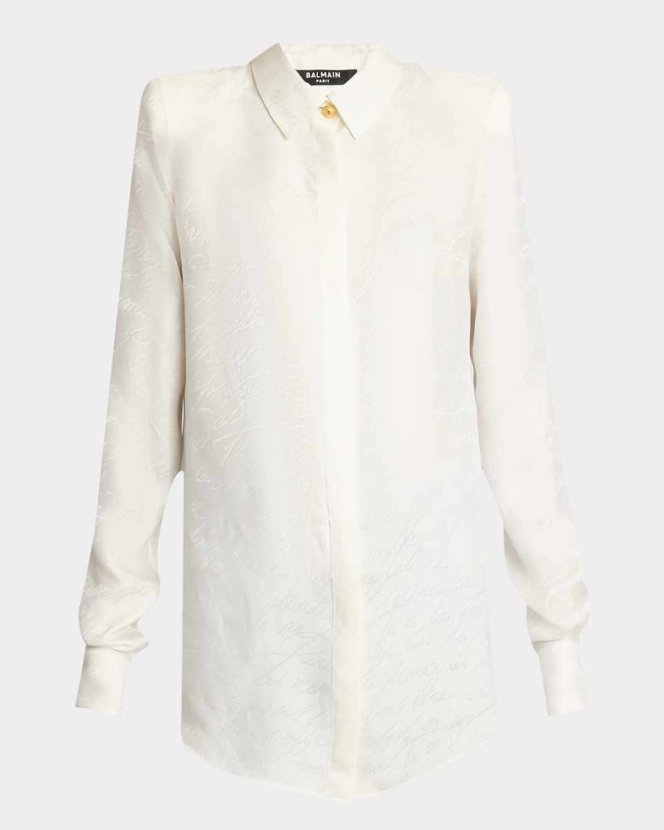 Love Letter Jacquard Strong-Shoulder Shirt